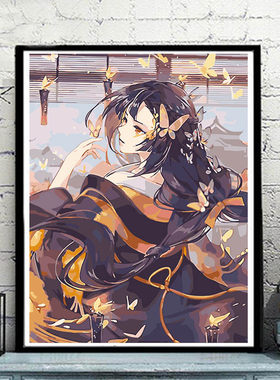 数字油画diy卡通动漫阴阳师手工填充手绘填色减压油彩装饰画神乐