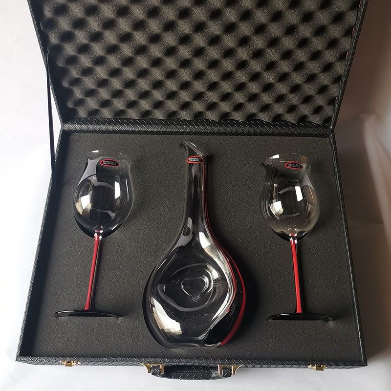 水晶玻璃杯黑领结红杆红酒杯家用心形醒酒器酒具高档大肚杯高脚杯