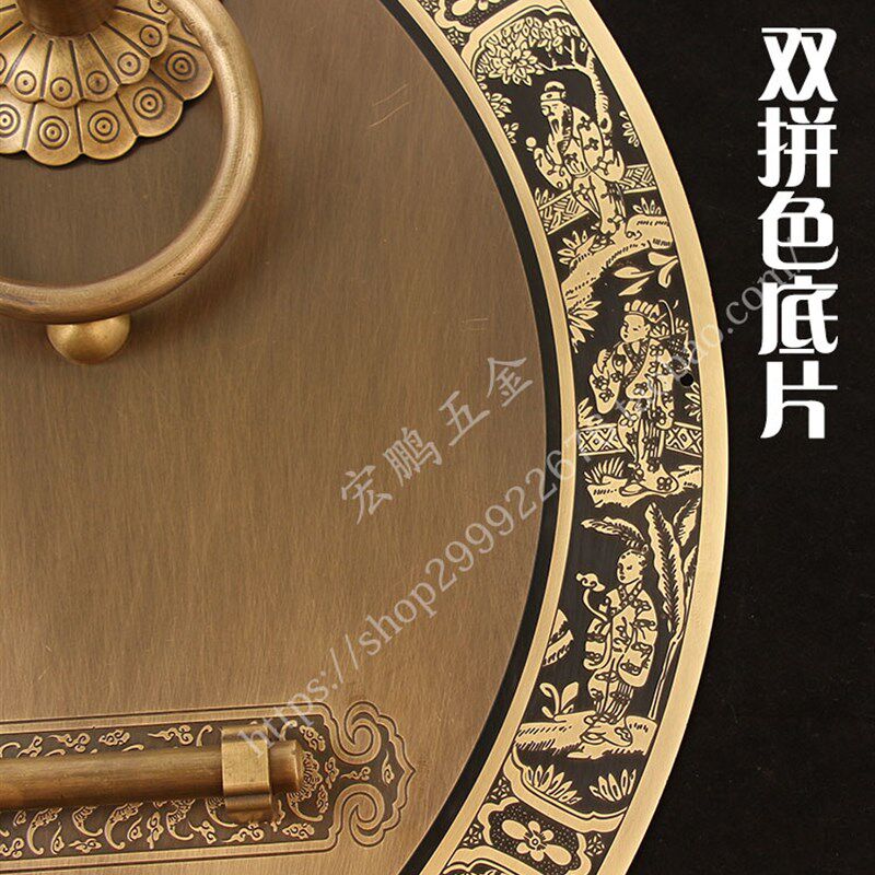 中式纯铜加粗五福门环拉手加大仿古别墅大门门锁把手复古门环把手