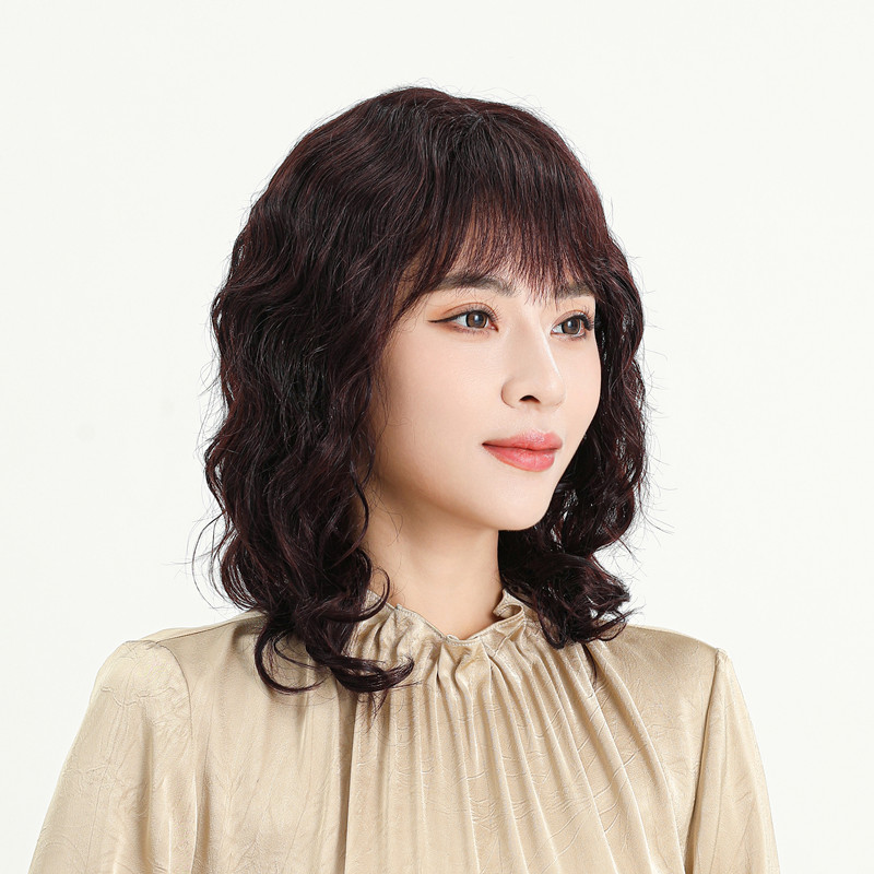 假发女长发中长卷发真人发丝中老年妈妈发型羊毛卷自然透气假发套