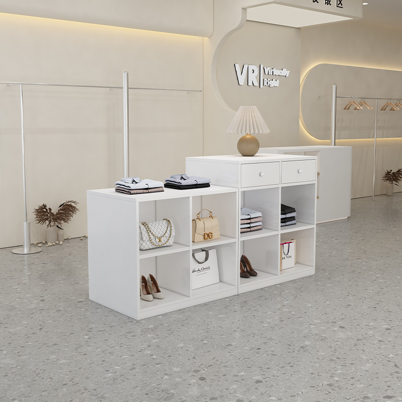 服装店中岛柜带抽柜子鞋包展示柜女装店收银柜台店铺柜台陈列流水
