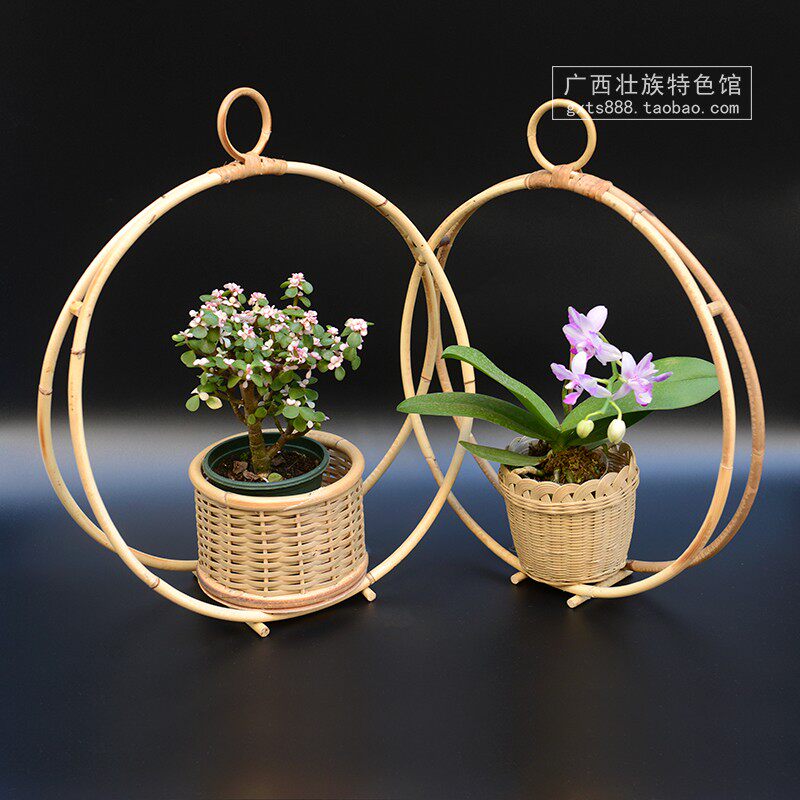 广西手工编织花篮竹编 挂篮花盆花器插花收纳篮 家居饰品装饰摆件
