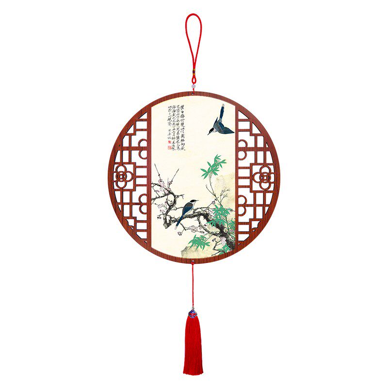 床头墙面中国结挂饰新中式花鸟国画入户玄关过道装饰画客餐厅挂件