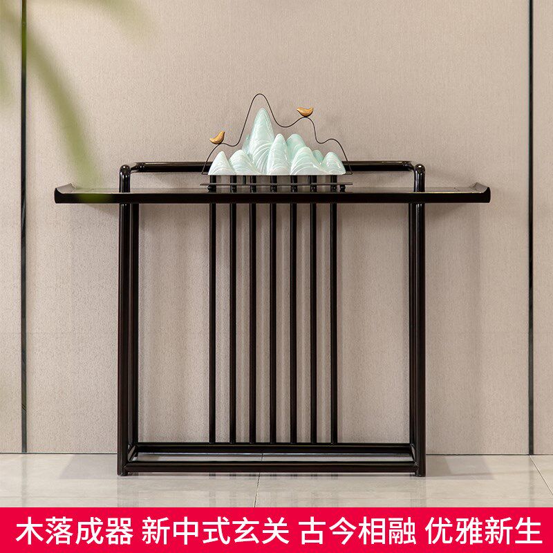 新中式纯实木玄关台轻奢门厅条案供桌端景台酒店客厅禅意装饰香案