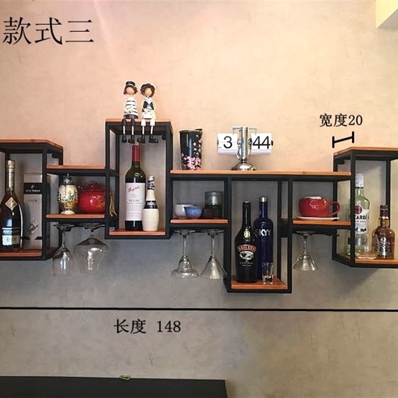 欧式铁艺实木酒架置物架壁挂红酒架葡萄架创意餐厅装饰酒柜酒杯架