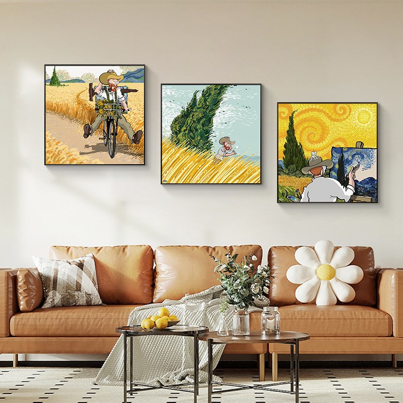 世界名画餐厅装饰画梵高风景油画客厅沙发背景墙挂画艺术饭厅壁画