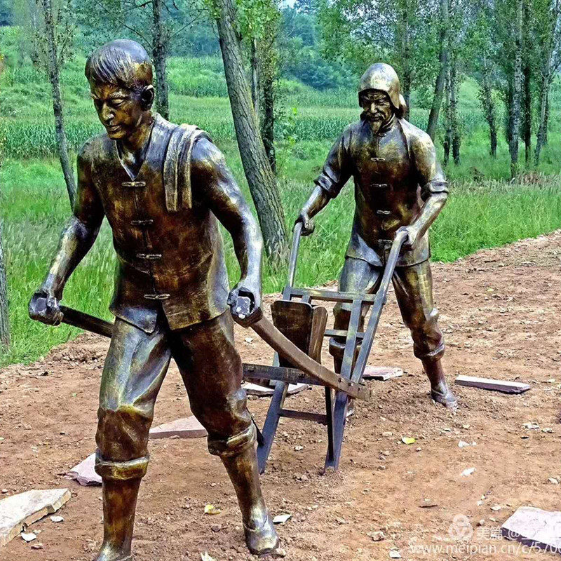 定制陶土泥塑雕像定做玻璃钢客厅招财农耕人物塑像艺术品雕塑摆件