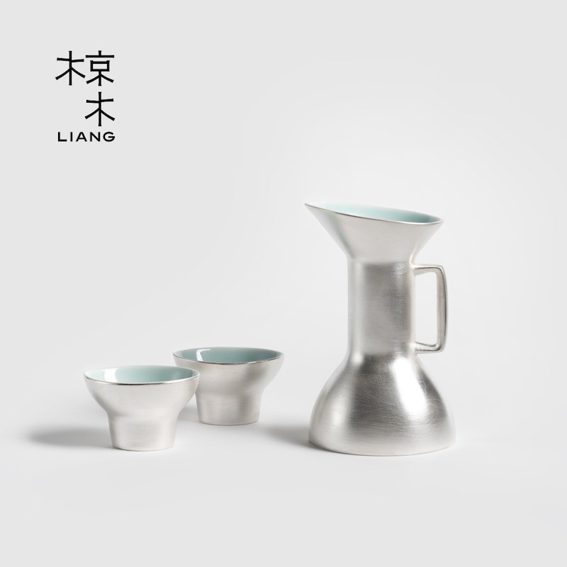 椋木月影白酒杯套装轻奢陶瓷手工刷银分酒器小酒杯礼盒装送人送礼