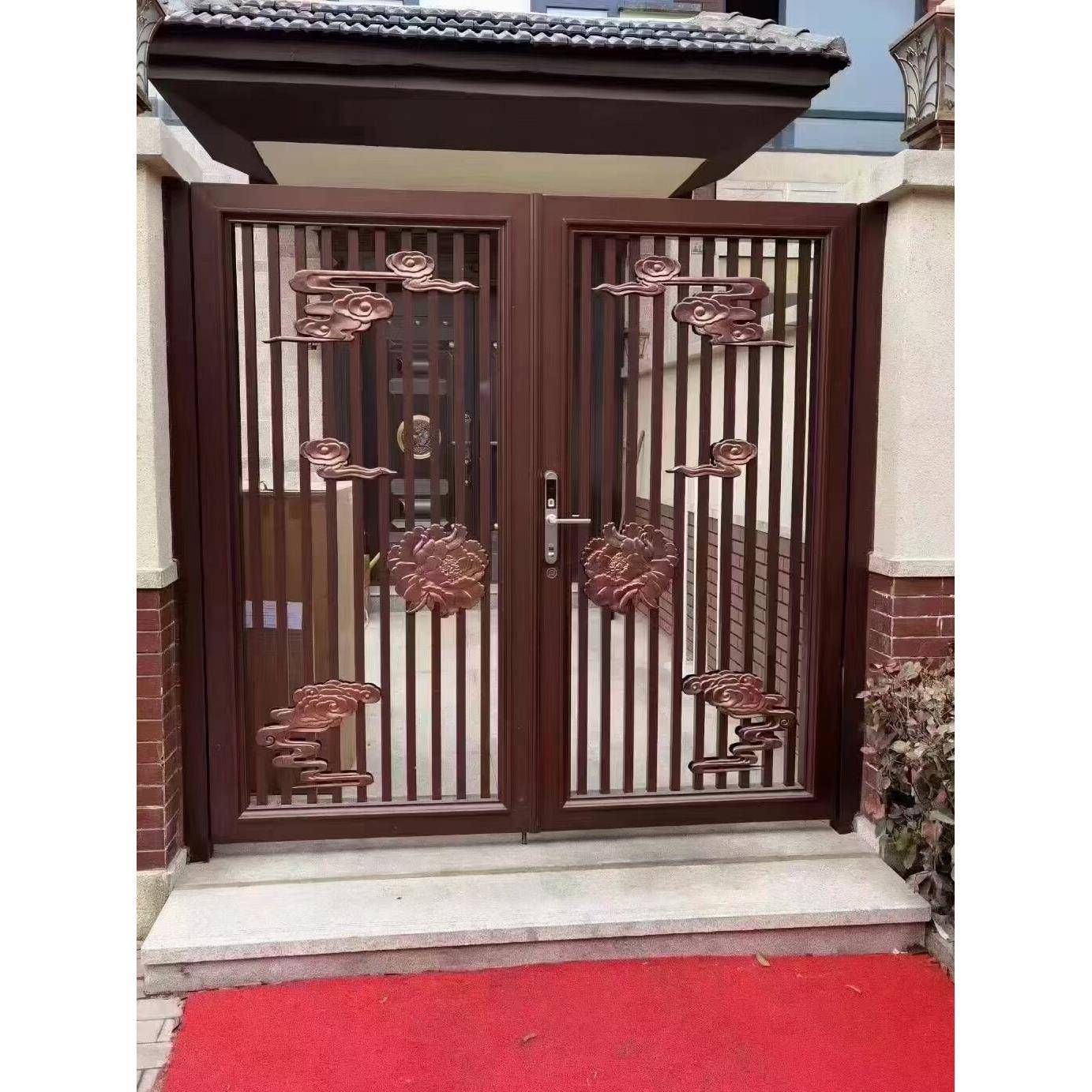 铝艺大门别墅庭院现代铝合金电动门铝合金大门农村简易式简单大门