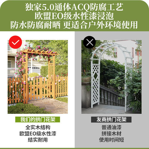 防腐木户外庭院拱门花架院子花园木栅栏拱形门带门月季爬藤葡萄架