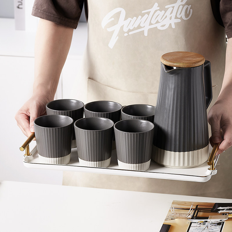 复古轻奢杯子水杯套装家用客厅中式茶具茶杯水壶水具喝水杯子套杯