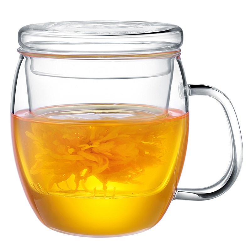 加厚耐热玻璃杯带把盖家用简约过滤花茶杯水杯男女泡茶办公随手杯