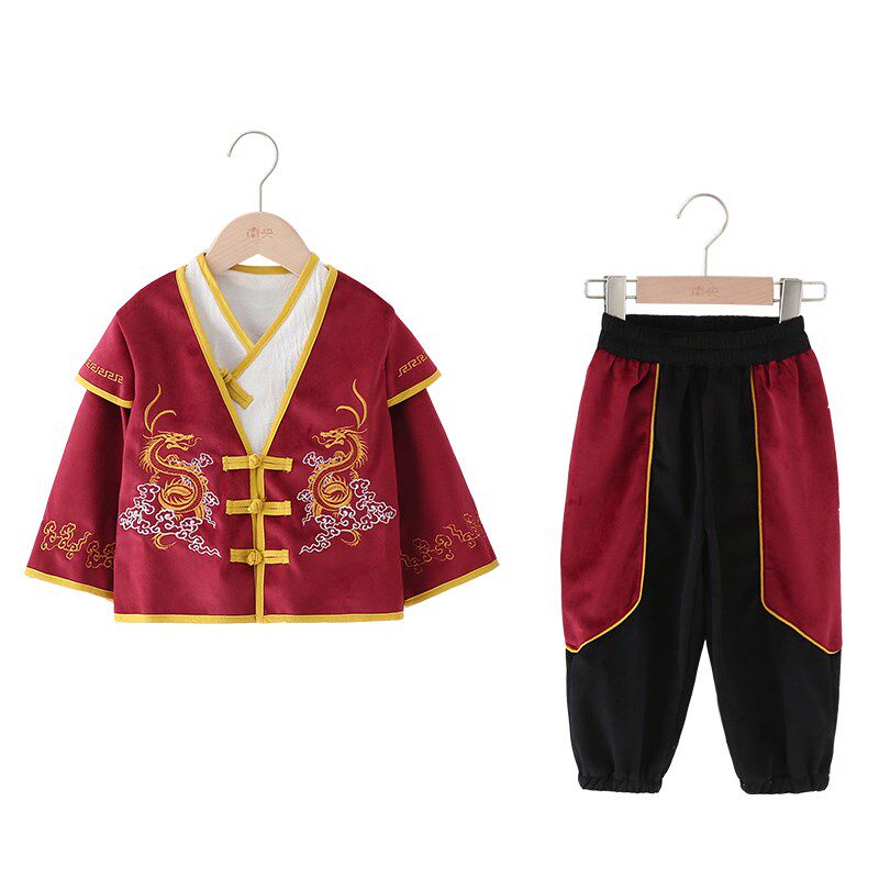 男童唐装秋冬季儿童汉服中式宝宝周岁礼服龙年中国风小童古装套装