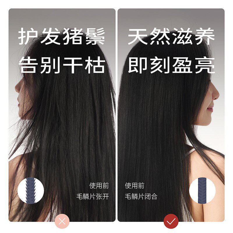 初心高颅顶蓬松按摩梳木质气囊气垫女士专用护发梳长发猪鬃毛梳子