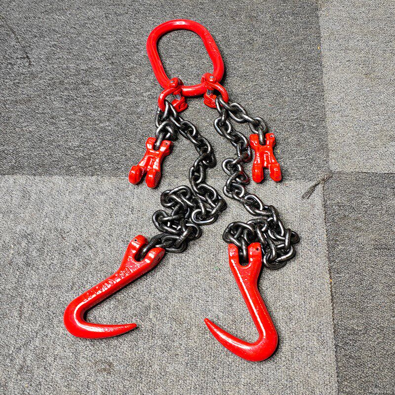 尖嘴大开口起重吊链链条索具V字吊钩锰钢吊具油桶钩带链条调节器
