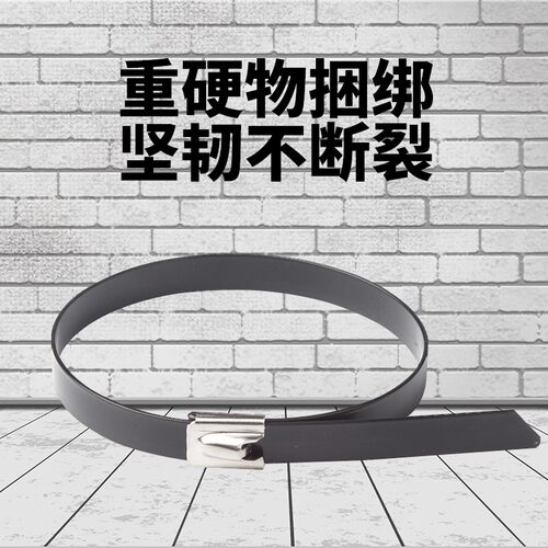 4.6MM宽度304喷塑不锈钢扎带船用扎带防锈束线绑带固定带捆绑束带