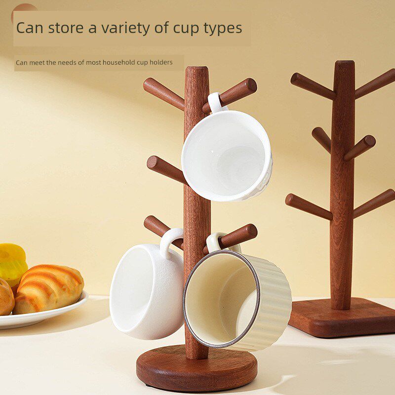 天然实木杯架悬挂杯储物架胡桃木储物架玻璃杯树形倒立水杯