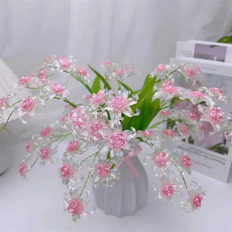 手工串珠diy材料包水晶玻璃花束玫瑰百合向日葵客厅摆件装饰品