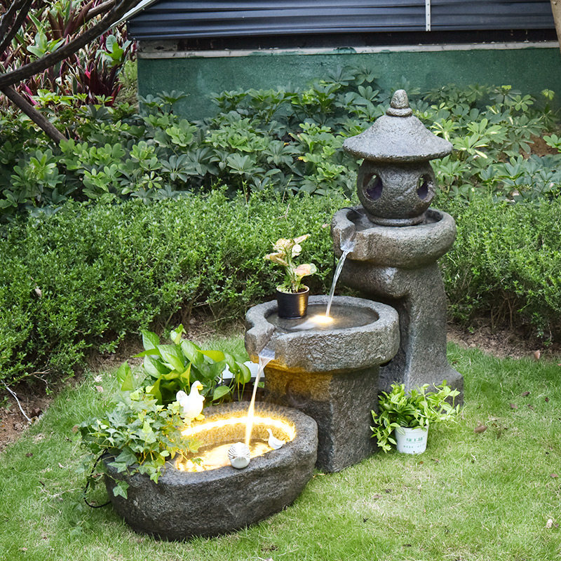 阳台办公室餐厅庭院客厅装饰品布置花园景观流水摆件喷泉石磨鱼池