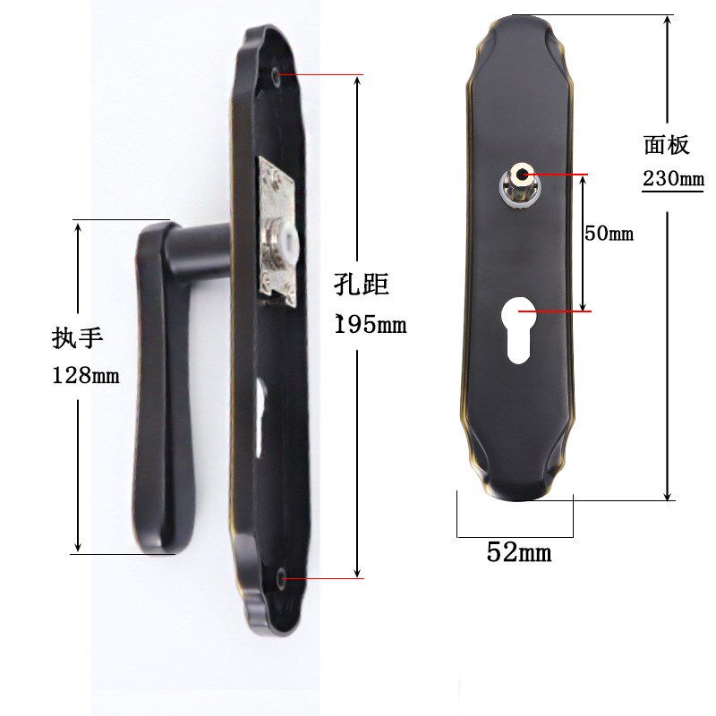 欧式仿古卧室卫生间房门锁通用五金锁具锌合金青古铜黑红古双舌锁