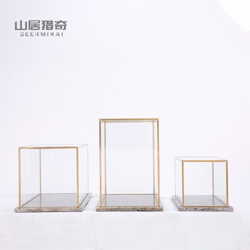 长方形透明玻璃罩摆件中式轻奢样板房软装饰品展示柜工艺品防尘罩