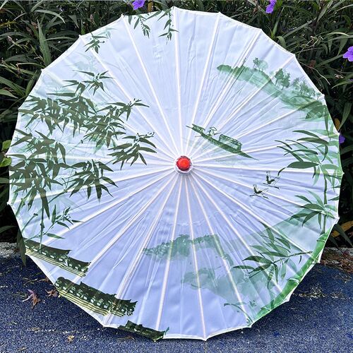 淡雅竹子汉服流苏伞复古吊顶走秀摄影舞蹈伞水墨中国风古风绸布伞