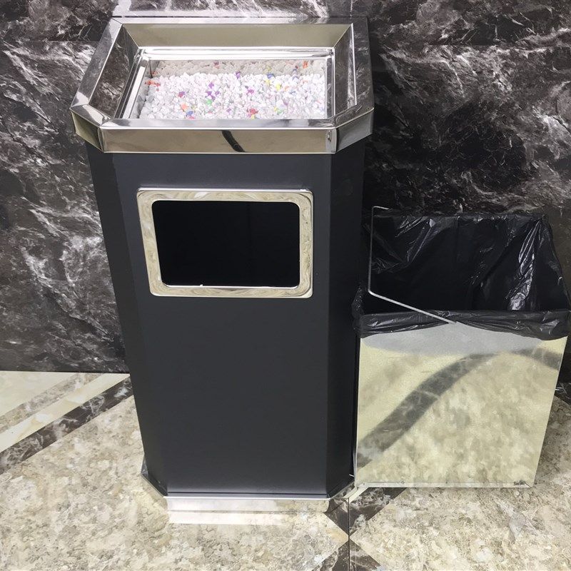 不锈钢圆形垃圾桶酒店商用大堂立式烟灰户外果皮箱方形带内桶包邮