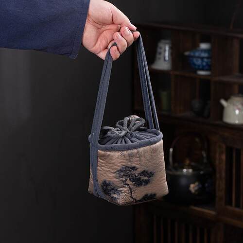 梁枫 茶器旅行茶包袋 茶事包 壶包 便携式手提包布艺一壶一杯茶具