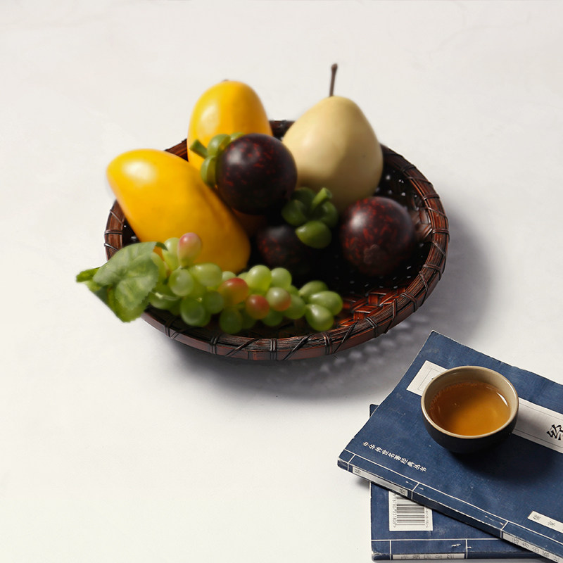 复古竹编茶点盘 简约收纳托盘中式茶道茶具 日式茶具水果零食碗盒