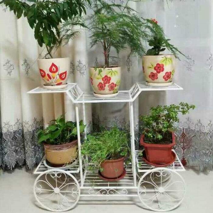 欧式加粗落地式阳台花架创意自行车六盆铁艺花盆架客厅多层绿萝架