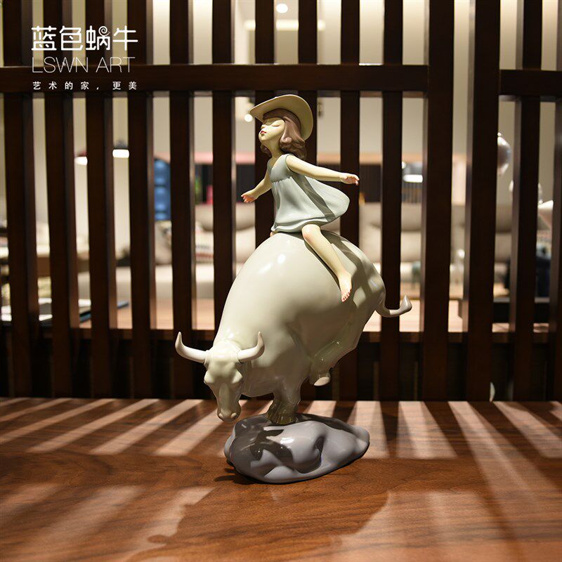 蓝色蜗牛 梦影少女-一起飞 摆件电视柜客厅酒柜样板间家居装饰品