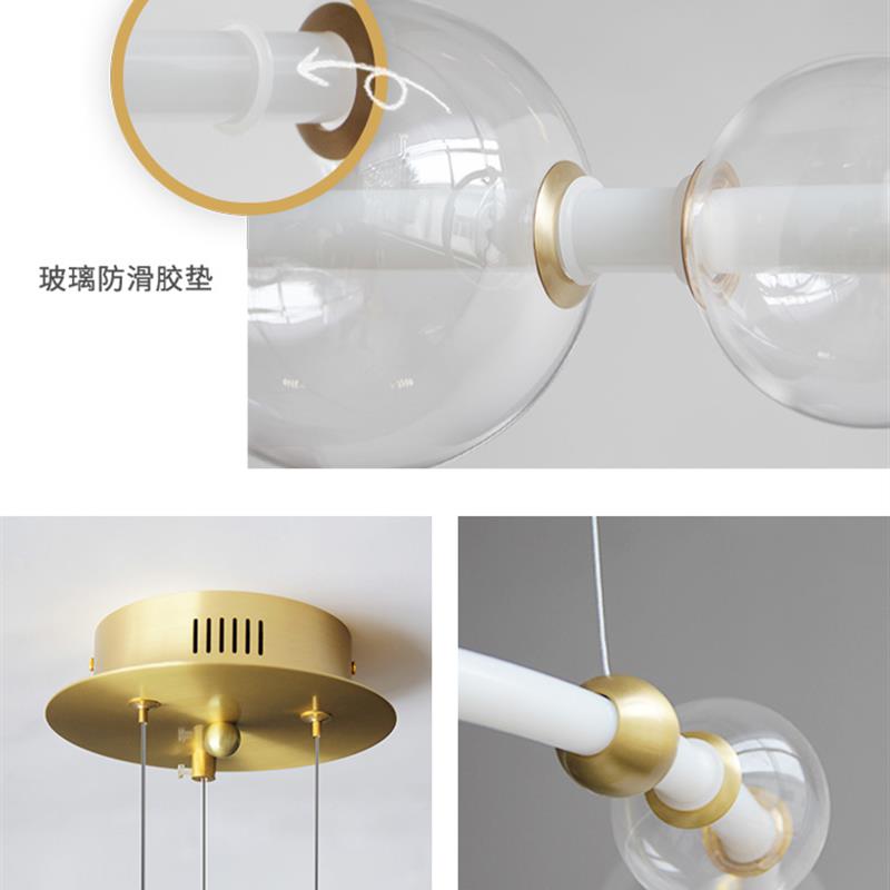 轻奢玻璃泡泡球灯客厅餐桌长条设计师款时光隧道直排圆形大吊灯