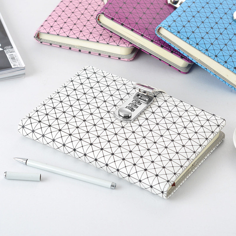 皮面商务密码本日记笔记本文具带锁情密本事记侣码本手帐本