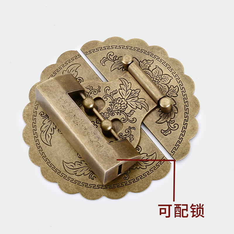 仿锁纯式箱扣搭扣锁扣老铜箱子家具古鼻锁片挂锁复古樟木箱铜配件