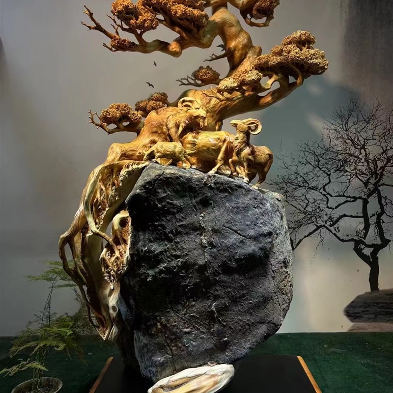 尼行崖柏根雕释佛摩太木雕观音雕刻迦祖天然根抱石工艺品意境摆件