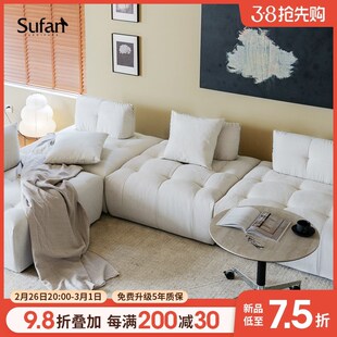 舒梵J猫JO沙发/轻法式复古抗污科技布防O抓模户型豆腐块小块组合