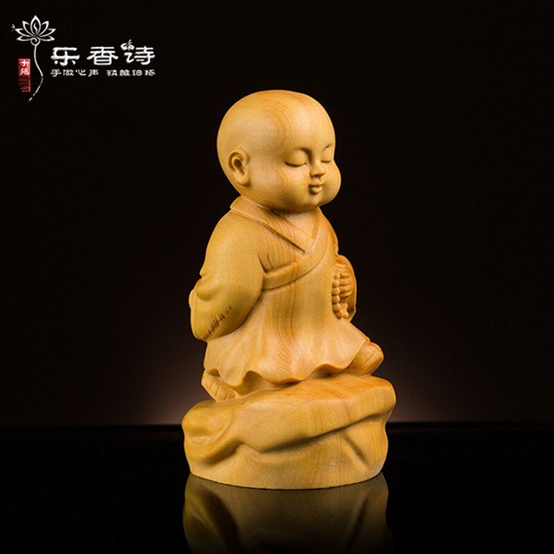 黄杨木雕手把件尚弥车摆件雕刻小和沙禅随工艺品男士意身把玩文玩