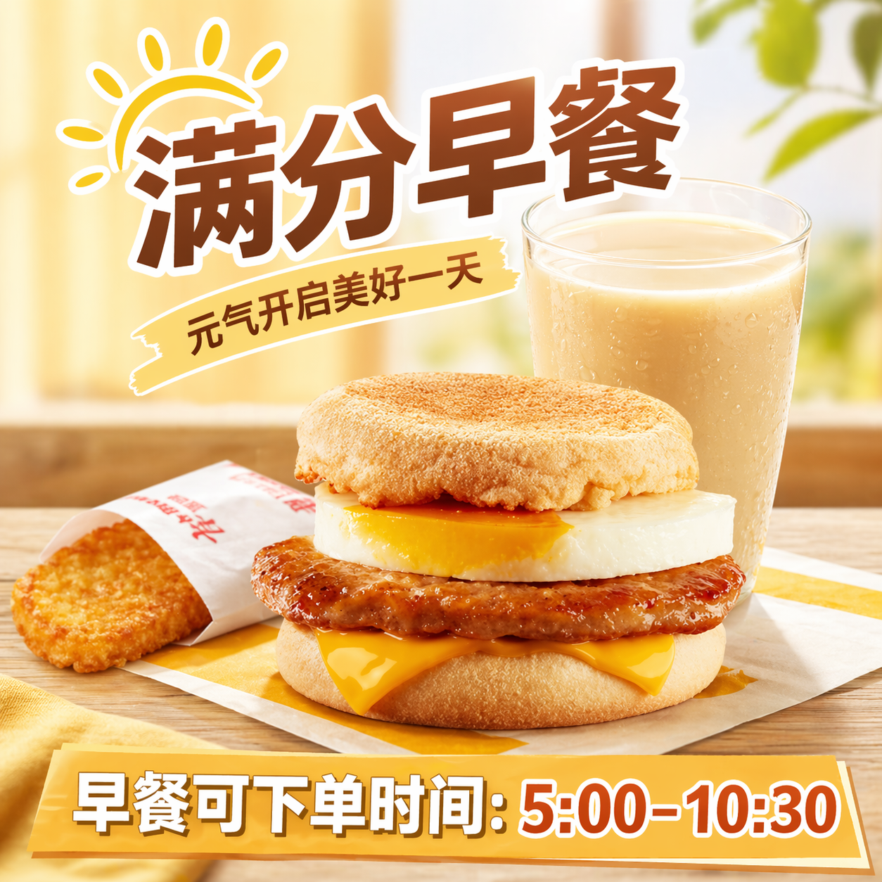 麦当劳早餐代下单吉士猪柳蛋原味板烧火腿大脆鸡扒麦满分薯饼豆浆