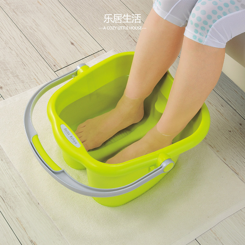 日本进口塑料足浴桶加高加厚泡脚盆带提手按摩洗脚桶足浴盆洗脚盆