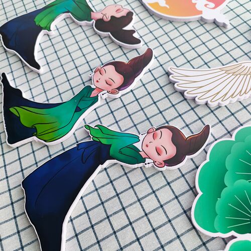 化儿园国潮风主风文幼环创古题墙教室布置仙鹤只此青绿雪弗板墙贴