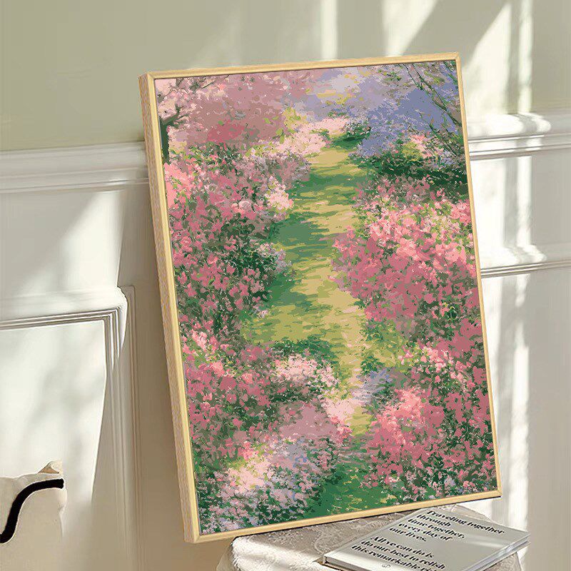 莫奈花园高级感数字油画diy填充涂色手花景绘工卉风手丙烯装饰画