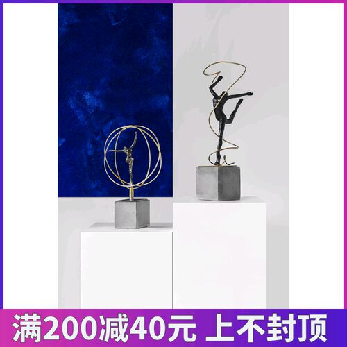 创意抽象人物雕塑办件家居艺板房摆公室玄关复古软装饰样术工艺品