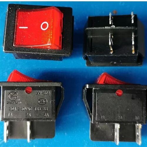 大功率20A250V 船型开关 四脚/全铜脚/带指示灯XW-604 大四脚