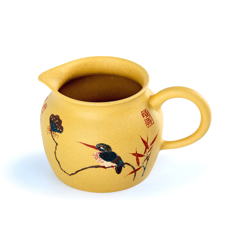 指间陶艺 精品紫砂公道杯 纯手工公杯 泥绘分茶器茶漏套装分茶杯