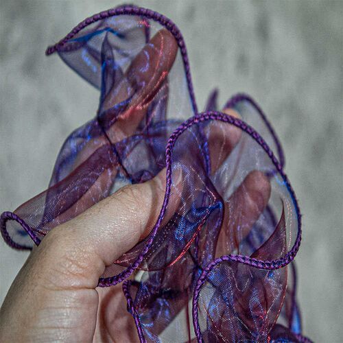 水波纹荷叶边渐变亮光立体花边花束包装饰纱手工装饰服装面料辅料