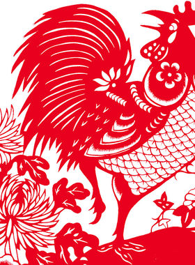 中国吉祥梦雄鸡纯手工剪纸画中国风刻纸成品镂空幼儿园客厅装饰画