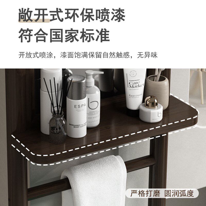多功能洗脸盆架子楠竹落地面盆架农村简约家用卫生间带镜子洗脸架