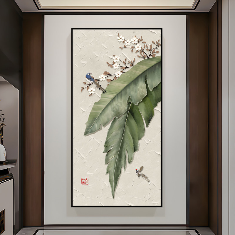 家大业大入户玄关装饰画新中式寓意好走廊过道壁画客厅手绘油画