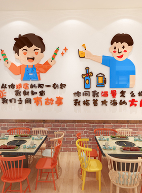 网红饭店厨房墙面装饰自粘墙贴面馆烧烤火锅快餐厅食堂创意墙饰画