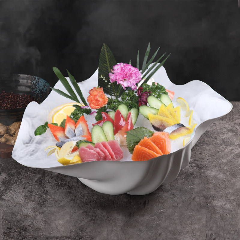 火锅海鲜日式料理餐具密胺螺形刺身冰盘耐摔意境菜鱼生三文鱼拼盘